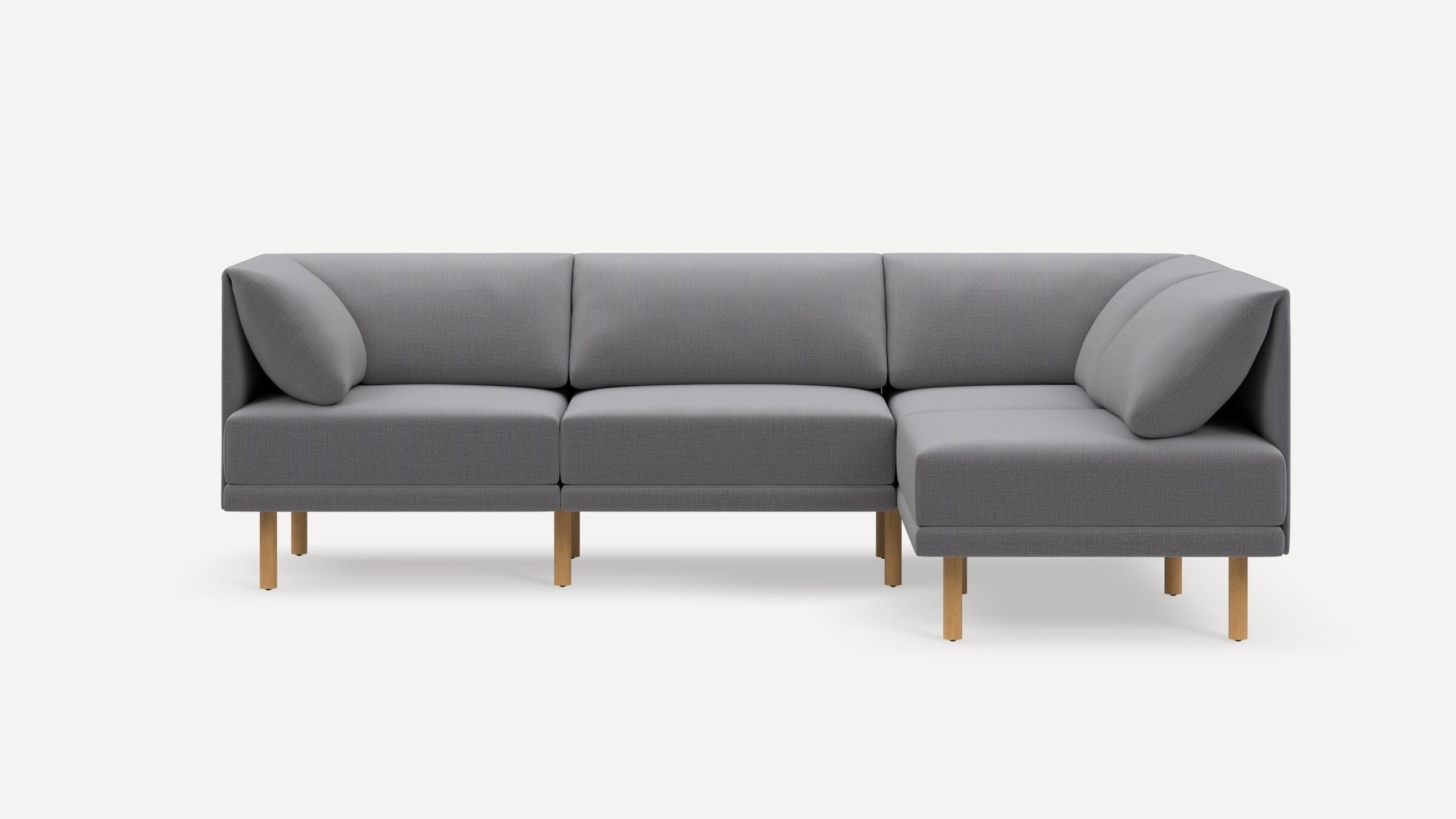 Range 4-Piece One Arm Sectional - Stone Grey - Performance Flatweave / Oak - Wood - Image 0