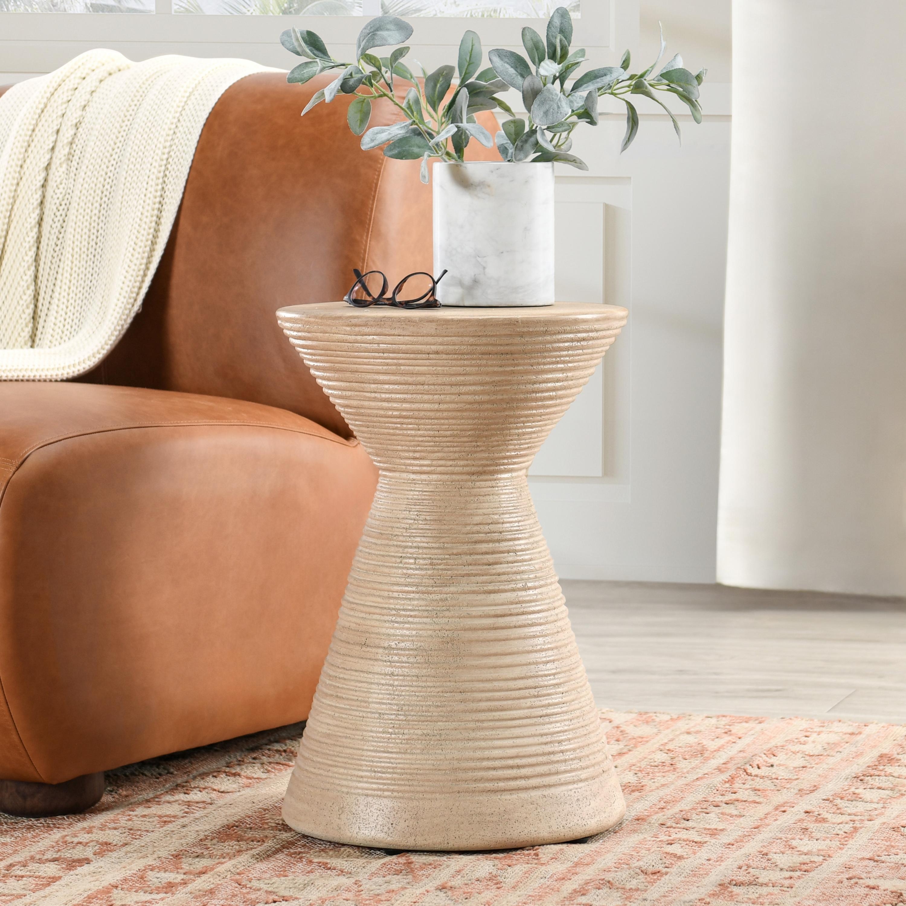 Fern Outdoor Accent Table Beige - Image 3