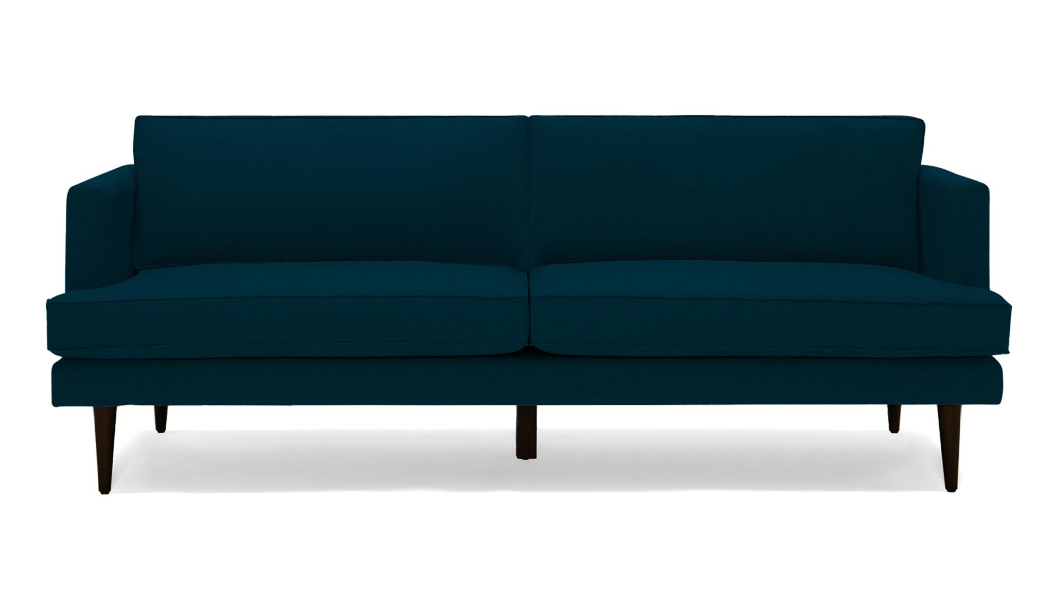 Blue Preston Mid Century Modern 86" Sofa - Key Largo Zenith Teal - Mocha - Image 0