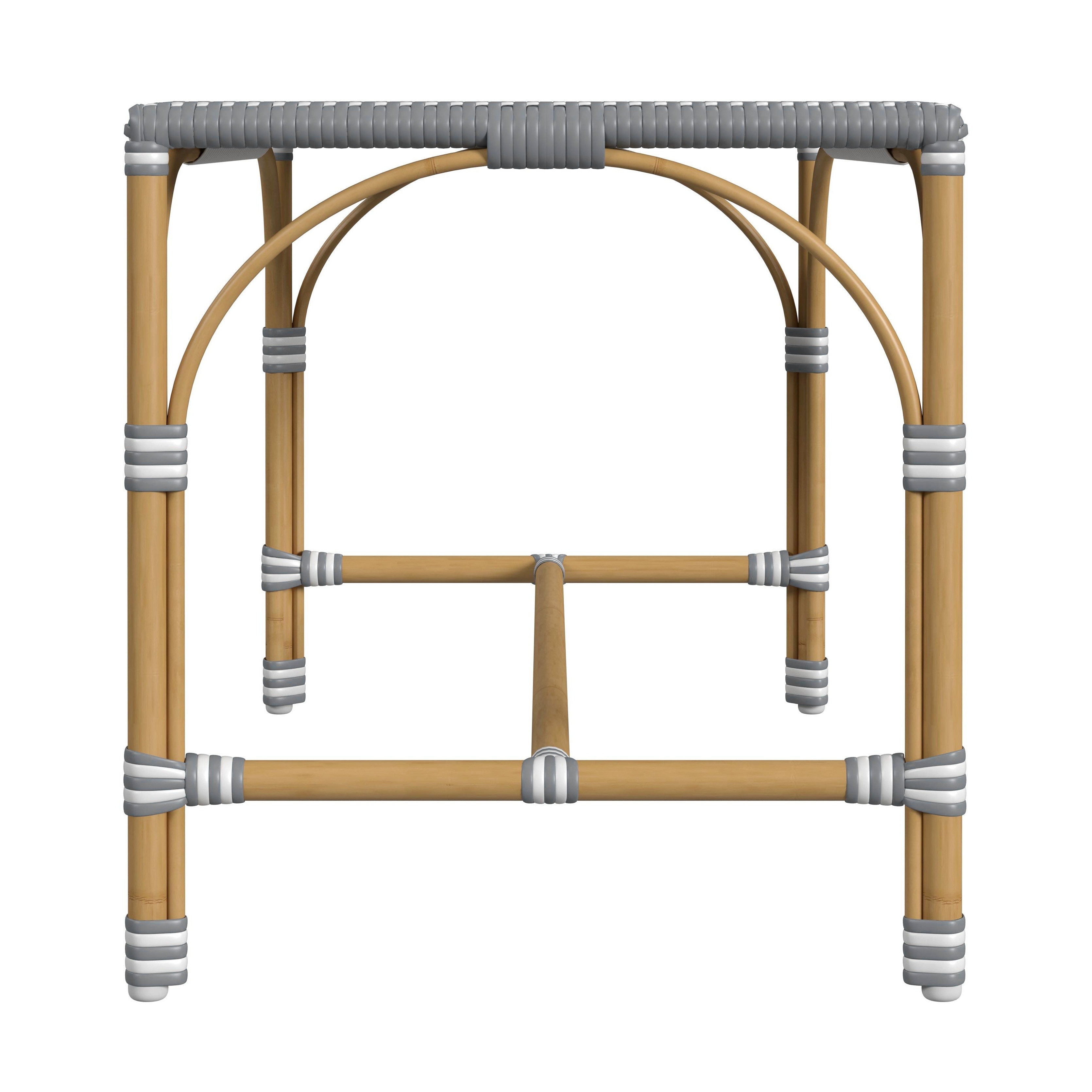 Tobias Blue/White Dot / Natural Rattan Frame Outdoor Bench - Image 3