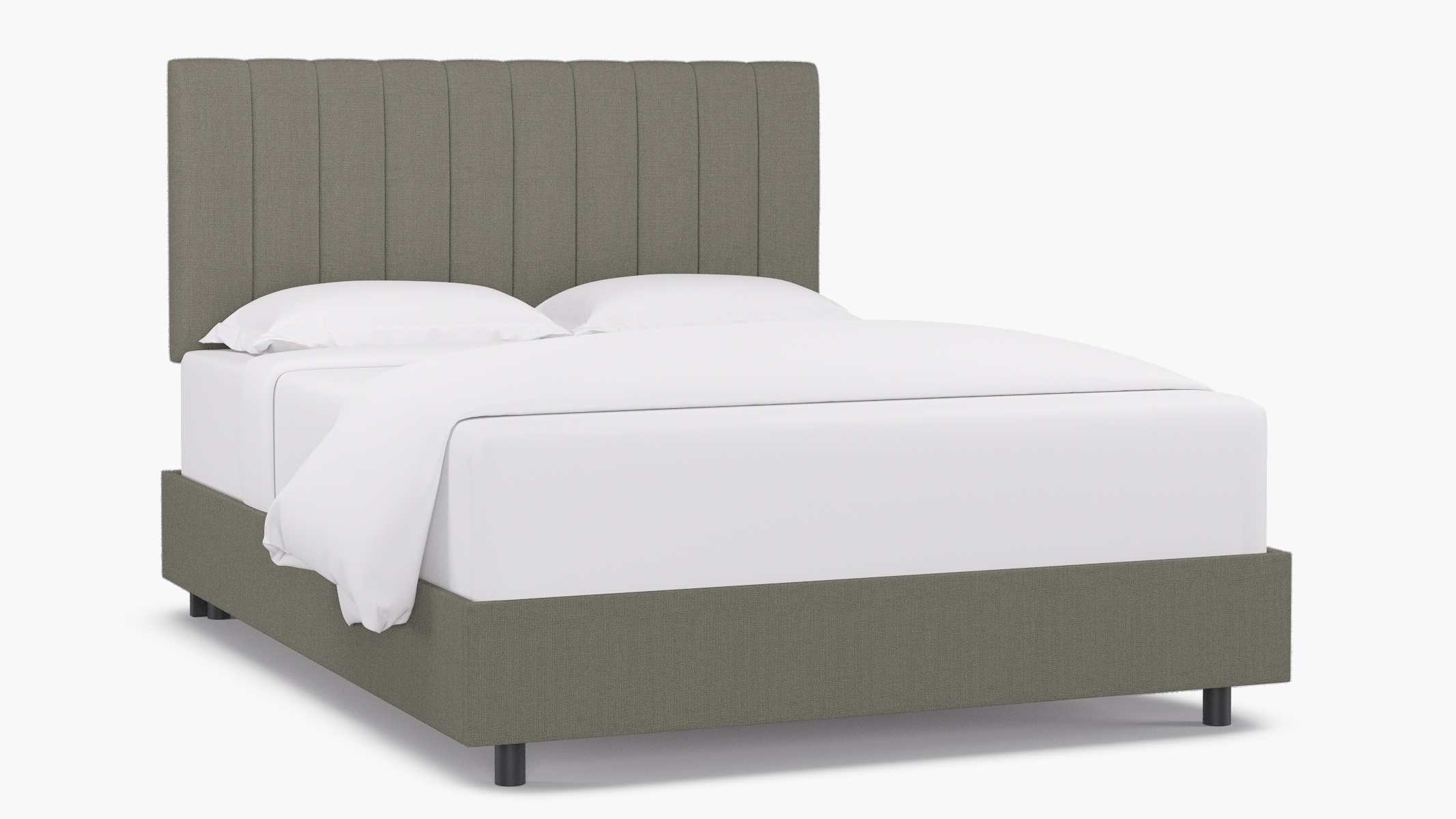 Channel Tufted Bed, Putty Everyday Linen, Queen - Image 1