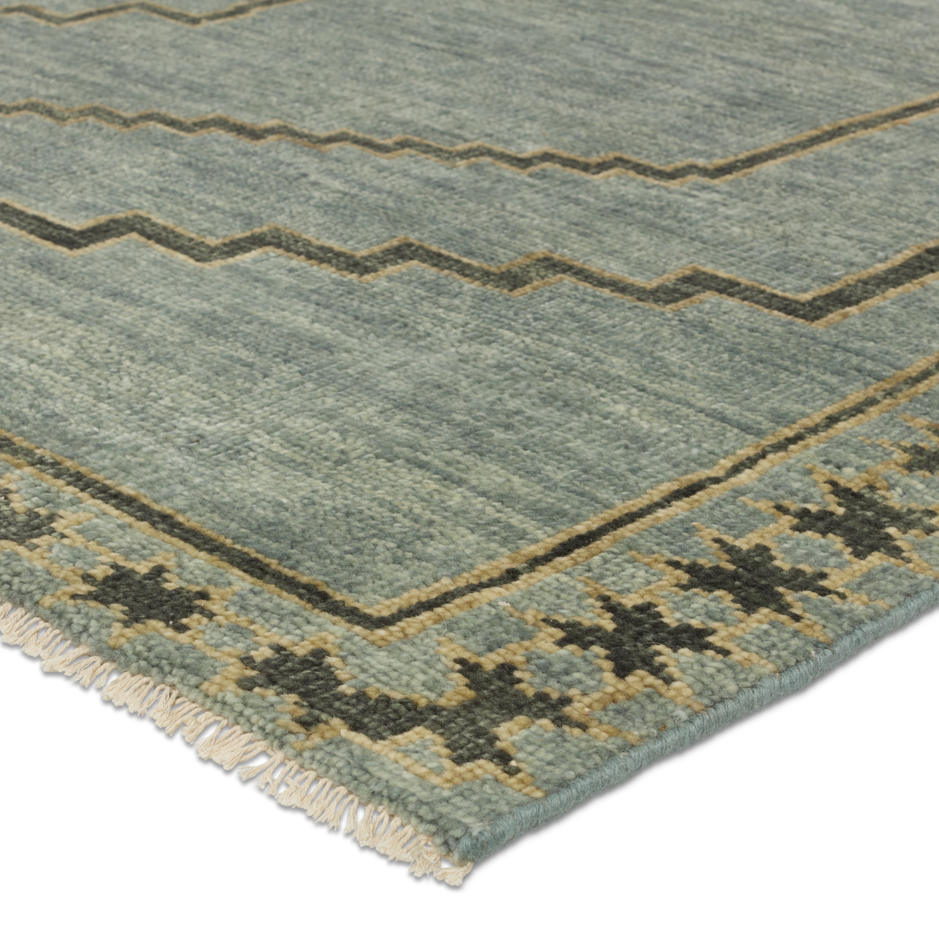 Paphos CYP01 Handknotted Medallion Blue and Tan Area Rug (6'x9') - Image 1