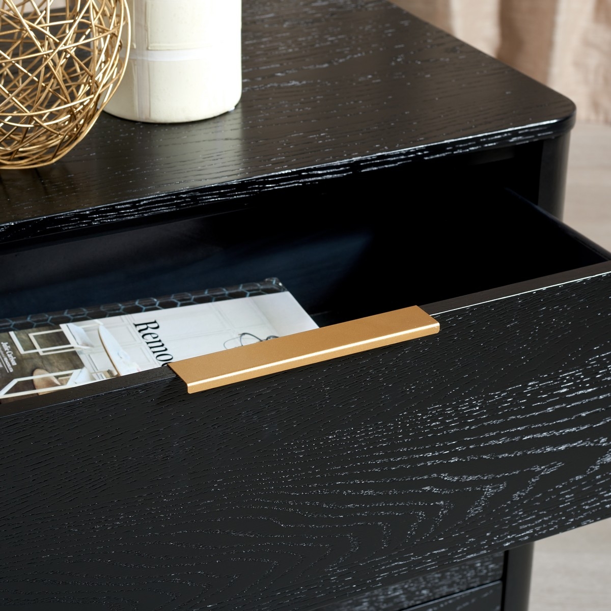 Gabrietta 6 Drawer Wood Dresser - Black - Image 3