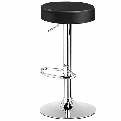 1 PC Round Bar Stool Adjustable Swivel Pub Chair-Black - Image 0
