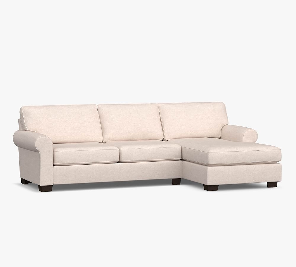 Buchanan Roll Arm Upholstered Left Arm Sofa with Chaise Sectional, Polyester Wrapped Cushions, Chenille Basketweave Oatmeal - Image 1