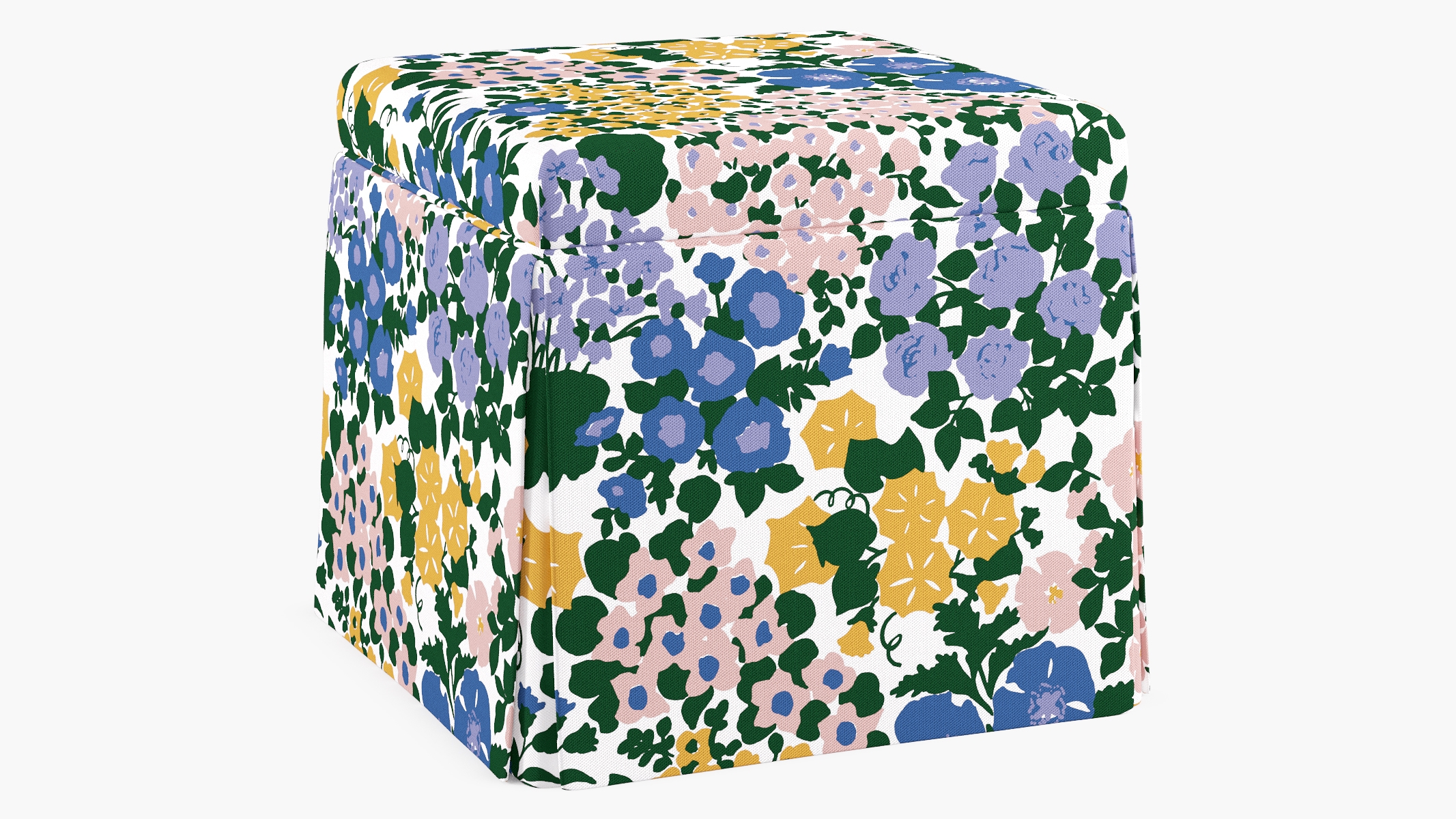 Skirted Storage Ottoman, Lavender Million Flowers - Image 1