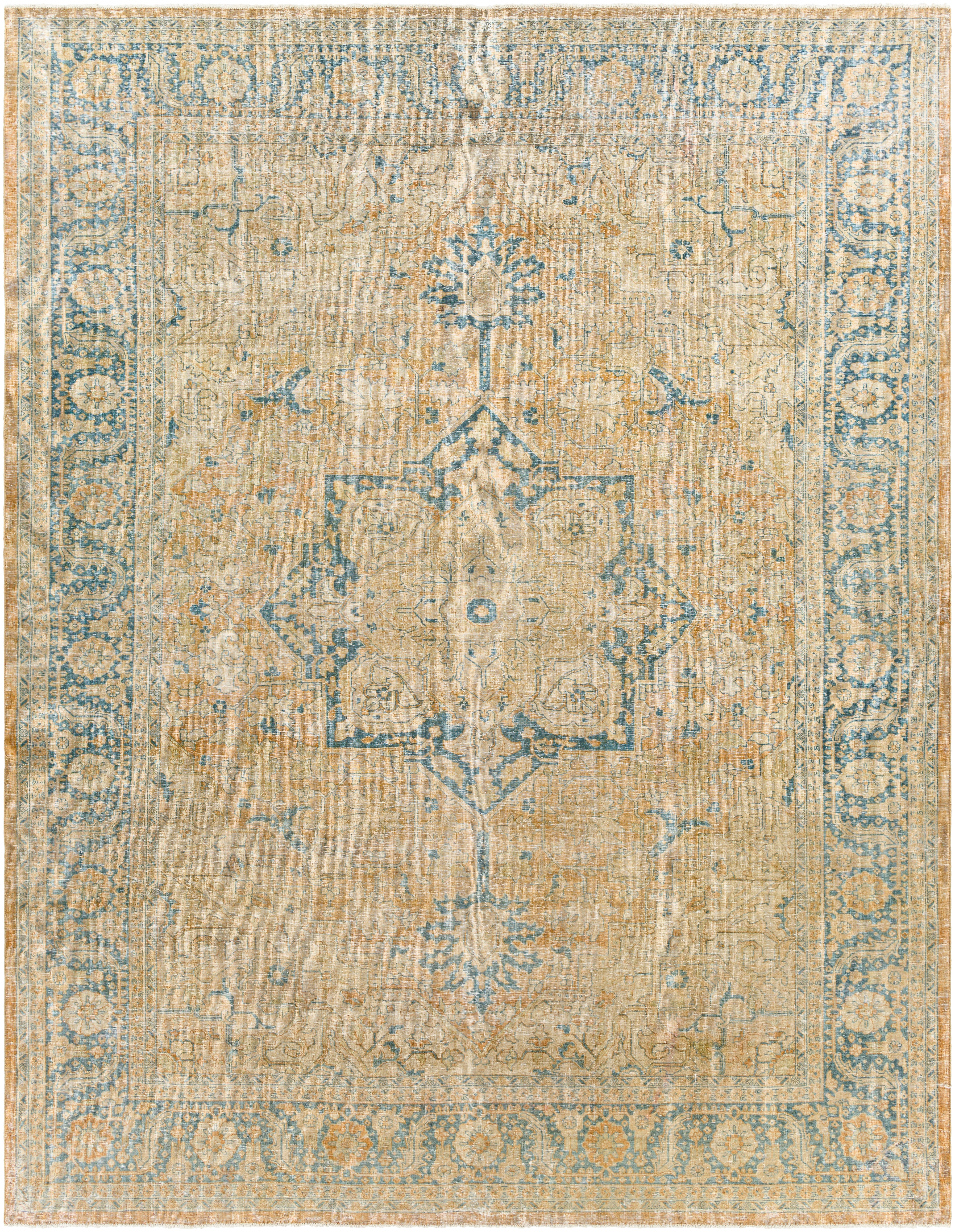 Antique One of a Kind Beige Indoor 8'3" x 10'8" Handmade Rug - Image 0