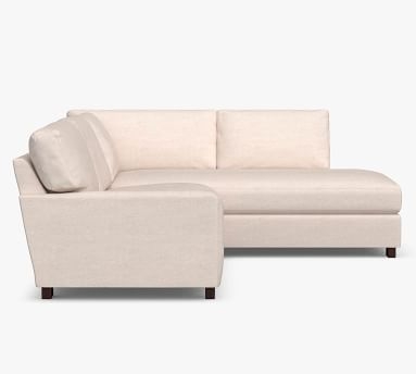 Turner Square Arm Upholstered Left Sofa Return Bumper Sectional, Down Blend Wrapped Cushions, Performance Heathered Tweed Ivory - Image 3