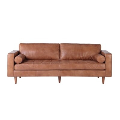 Cenhelm 89.5" Wide Genuine Leather Square Arm Sofa - Image 0