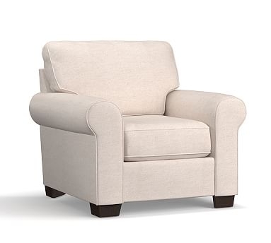 Buchanan Roll Arm Upholstered Armchair, Polyester Wrapped Cushions, Performance Boucle Oatmeal - Image 1