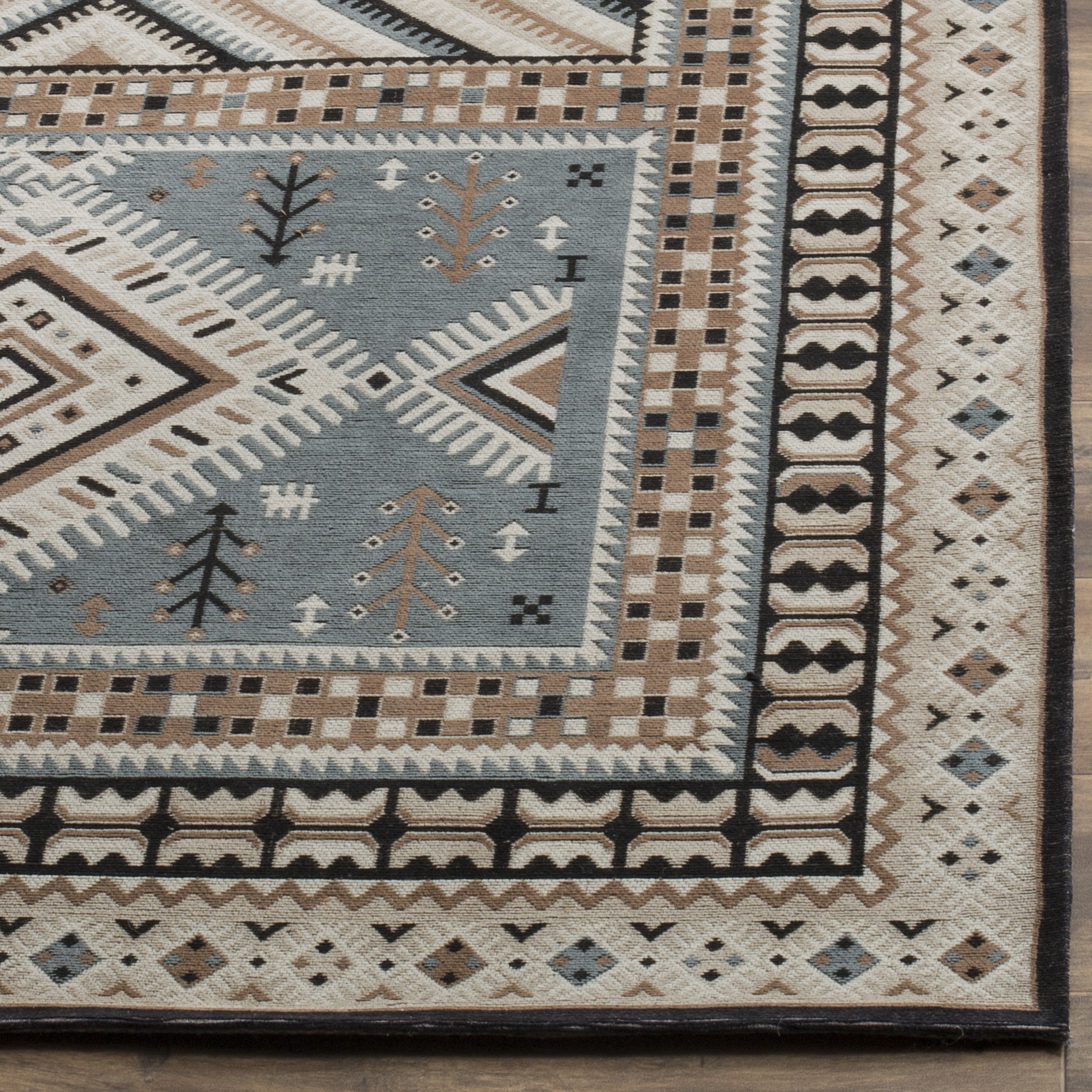 Arlo Home Woven Area Rug, CLV511B, Slate/Beige,  6' X 6' Square - Image 1