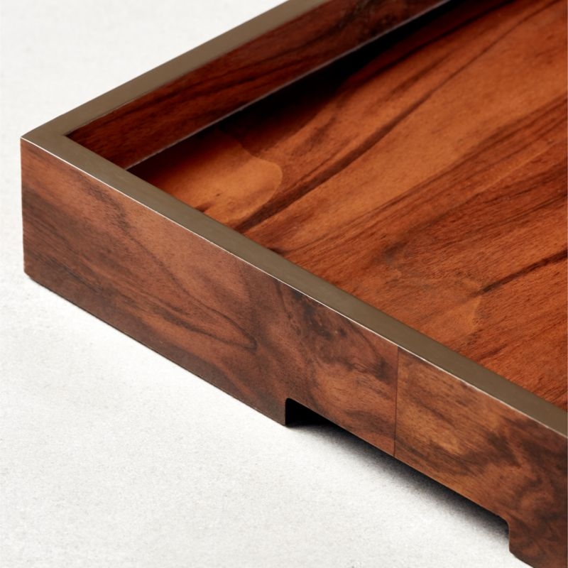 Marq Rectangular Burl Wood Tray - Image 3