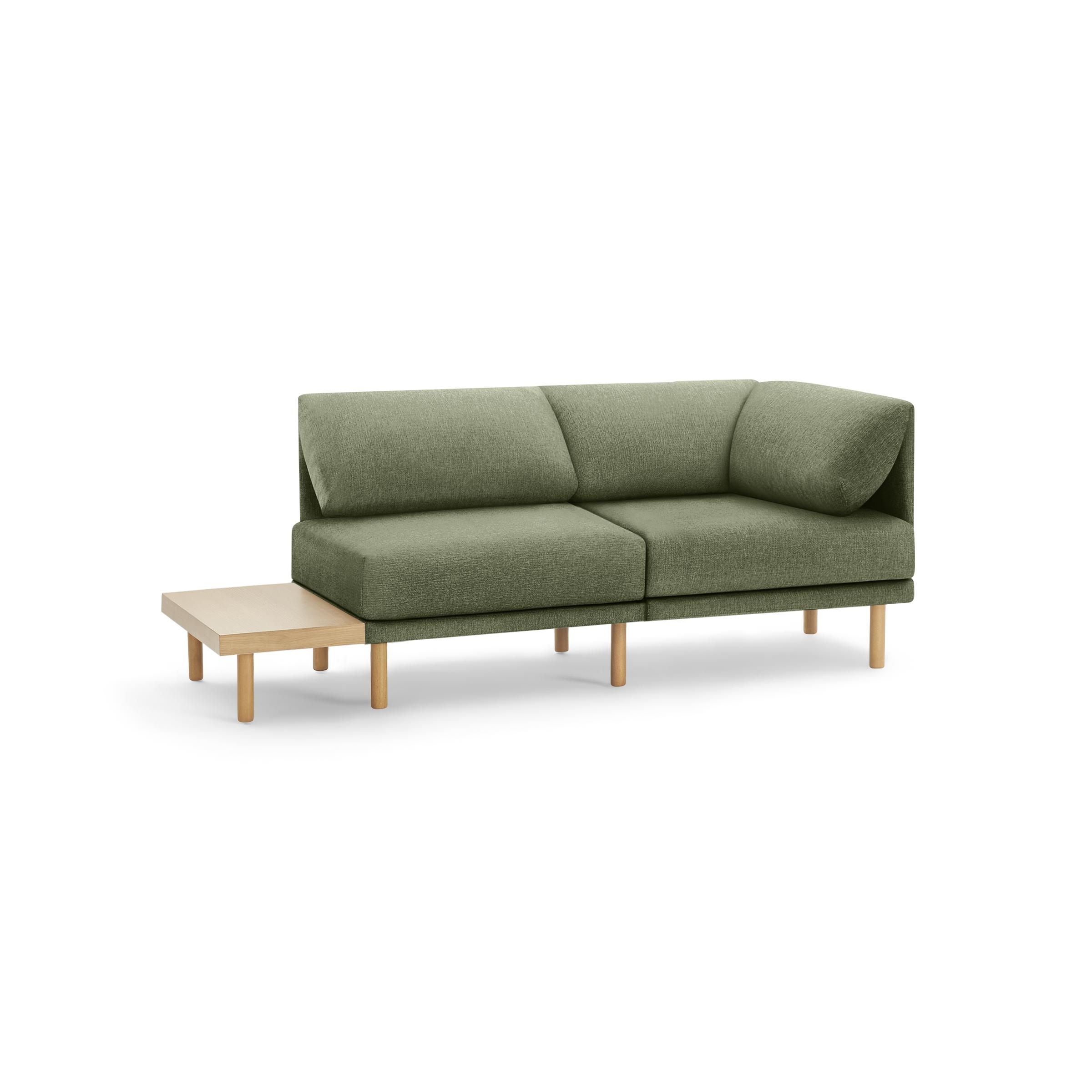 Range 2-Piece One Arm Sofa with Table - Moss Green - Performance Basketweave / Oak Legs and Table - Image 0