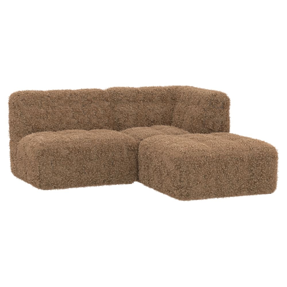Baldwin Sectional Set, Teddy Bear Faux Fur, Brown, In-Home Delivery - Image 0