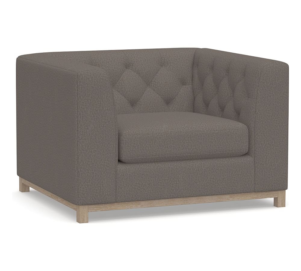 Henley Tufted Upholstered Armchair, Polyester Wrapped Cushions, Performance Heathered Tweed Graphite - Image 0