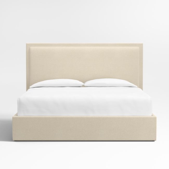 Meraux 56" Ivory Upholstered King Headboard with Storage Bed Base - Image 0