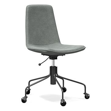 Slope Office Chair, Distressed Velvet, Mineral Gray - Image 0