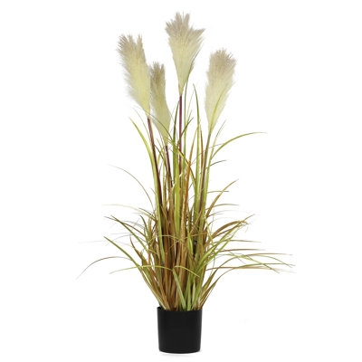 35" Tall Artificial Plants For Home Decor Indoor Natural Large Faux Fake Potted Plants With Black Planter Pot Office Floor Decorative Reed Grasses Gift - Image 0