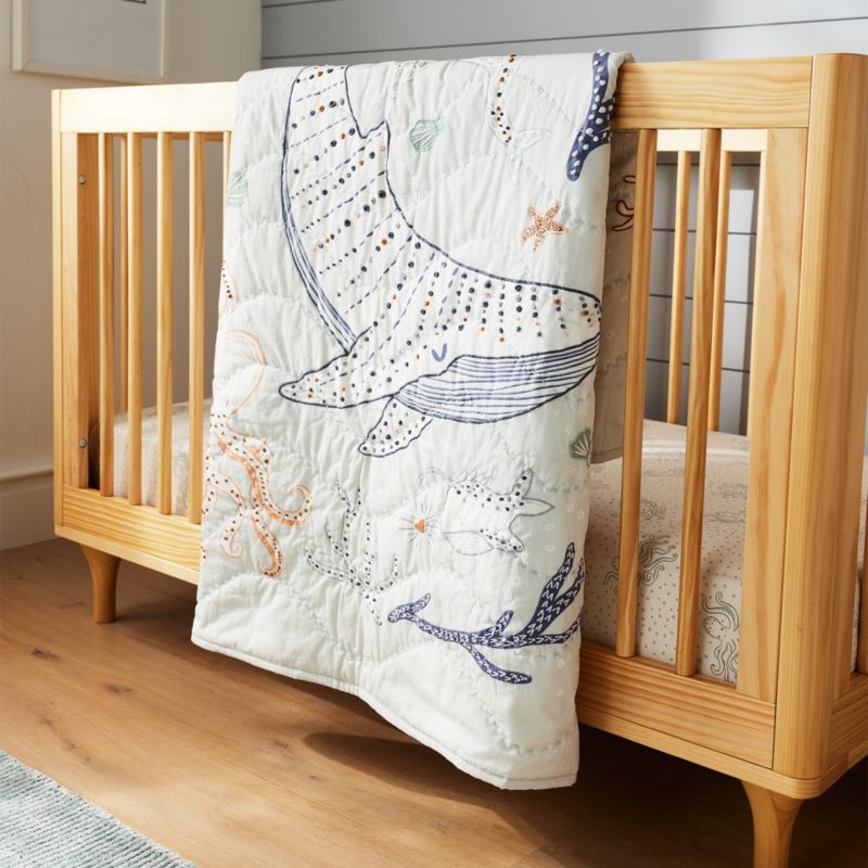 Aquatic Life Organic Cotton Baby Crib Quilt - Image 4