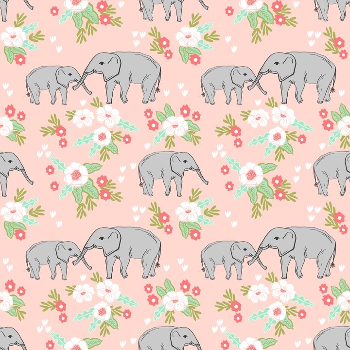 Elephants Pattern Blush Pink Pastel With Florals Cute Nursery Baby Animals Lucky Gifts Framed Art Print by Charlottewinter - Scoop Black - X-Small 10" x 10"-12x12 - Image 1