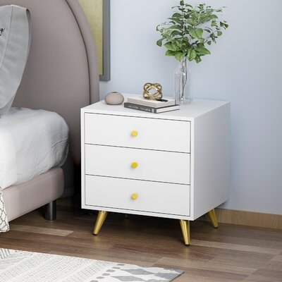 3 Drawer Nightstand With Metal Legs - Image 0
