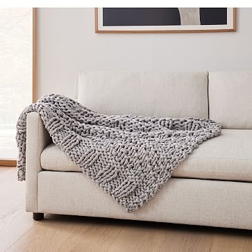 Chunky Cable Knit Throw, 44"x56", Alabaster - Image 2