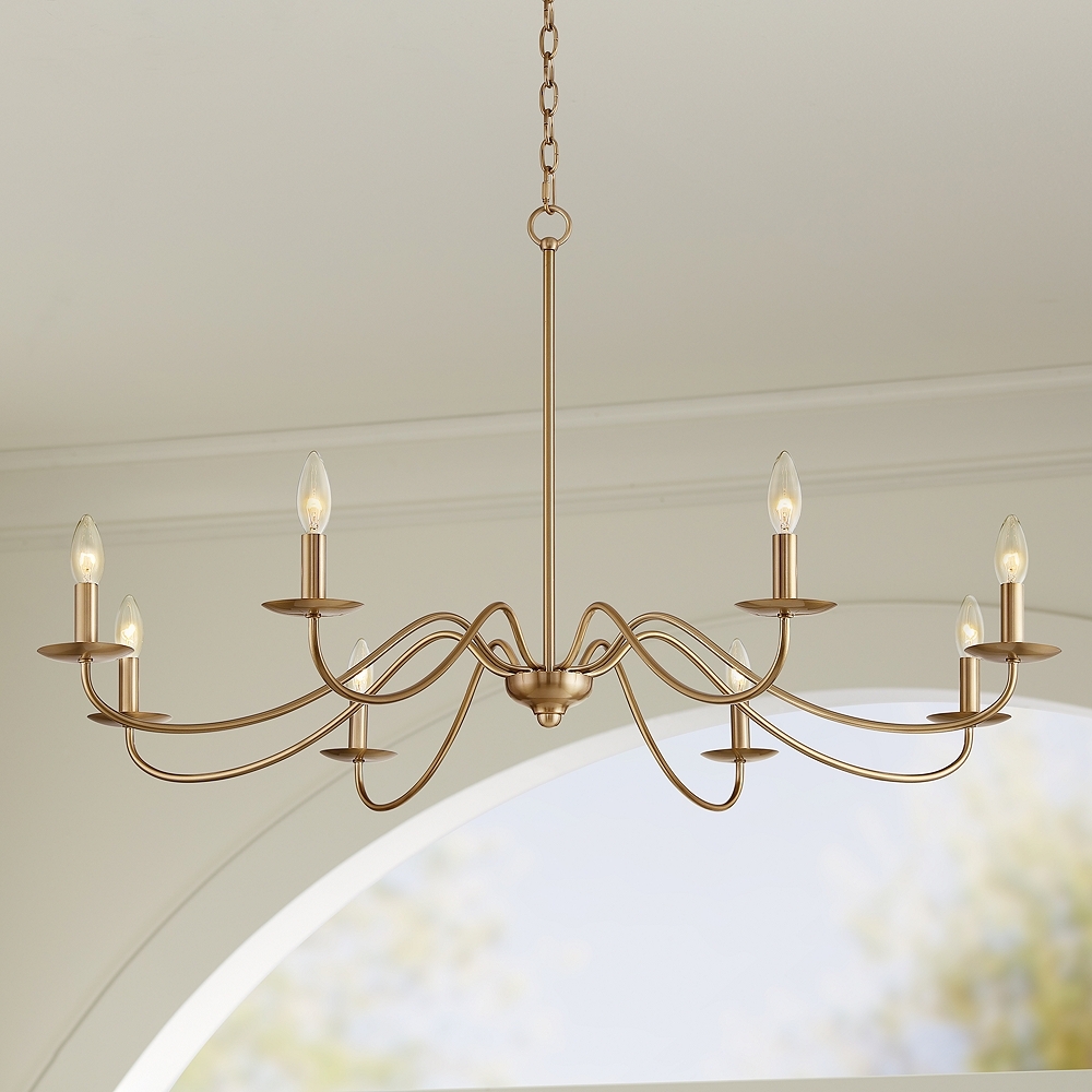 Franklin Iron Marinec 42" Soft Gold 8-Light Candelabra Chandelier - Image 0