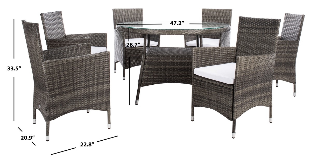 Challe Dining Set - Grey Brown/White - Safavieh - Image 8