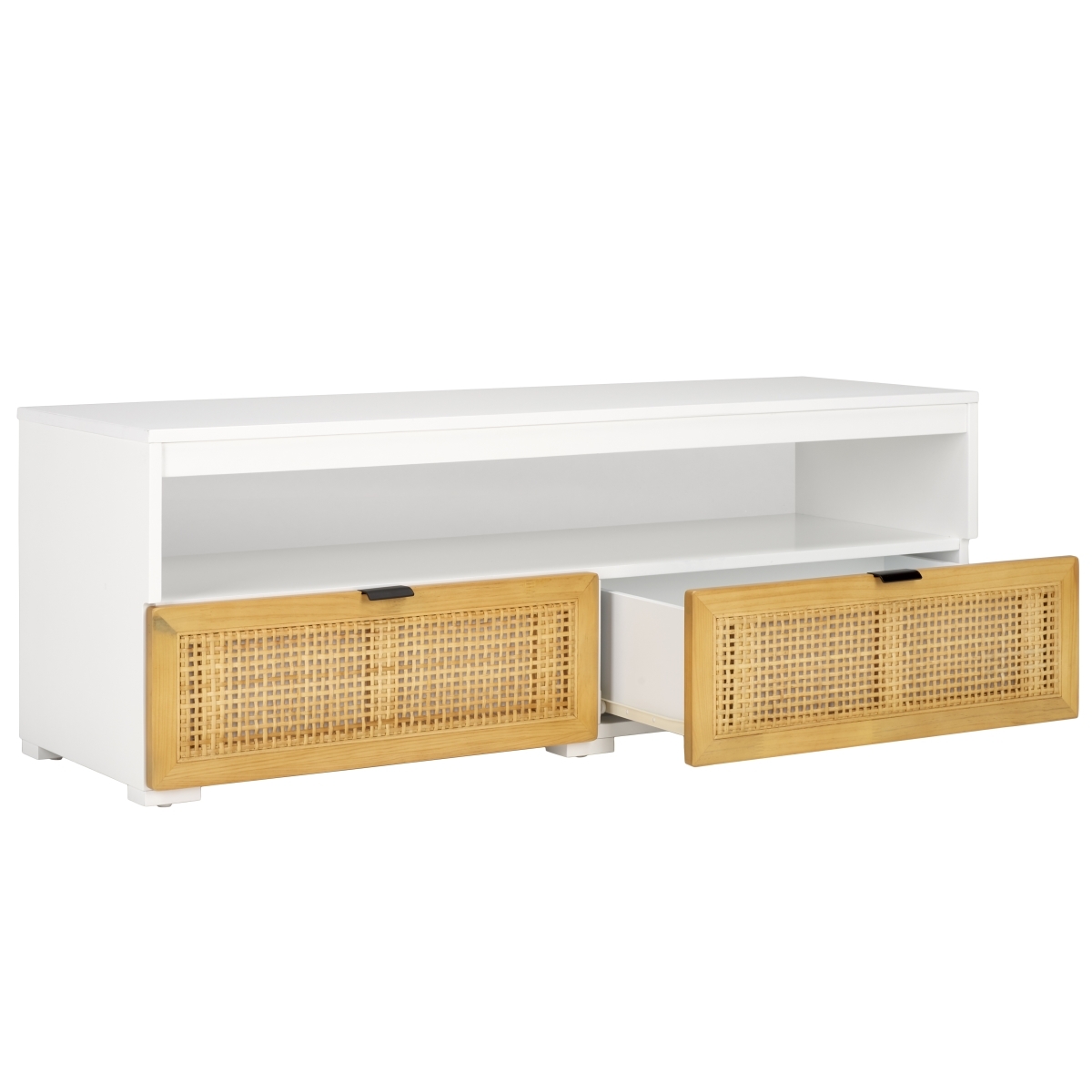 Theon 2 Drawer Media Stand - White / Natural - Safavieh - Image 4