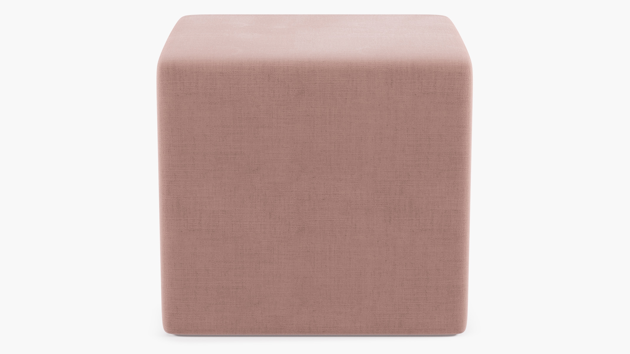 Cube Ottoman, Blush Everyday Linen - Image 0