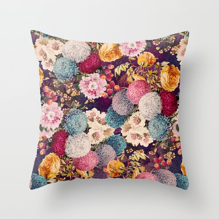 Exotic Garden X Throw Pillow by Burcu Korkmazyurek - Cover (16" x 16") With Pillow Insert - Indoor Pillow - Image 0