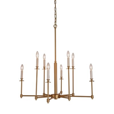 Friedman 8 - Light Candle Style Wagon Wheel Chandelier with Accents - Image 0