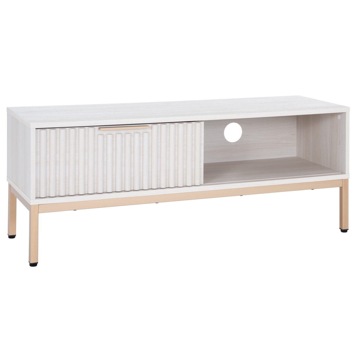 Lylia 1 Door Media Stand - Bleached White / Gold - Safavieh - Image 7