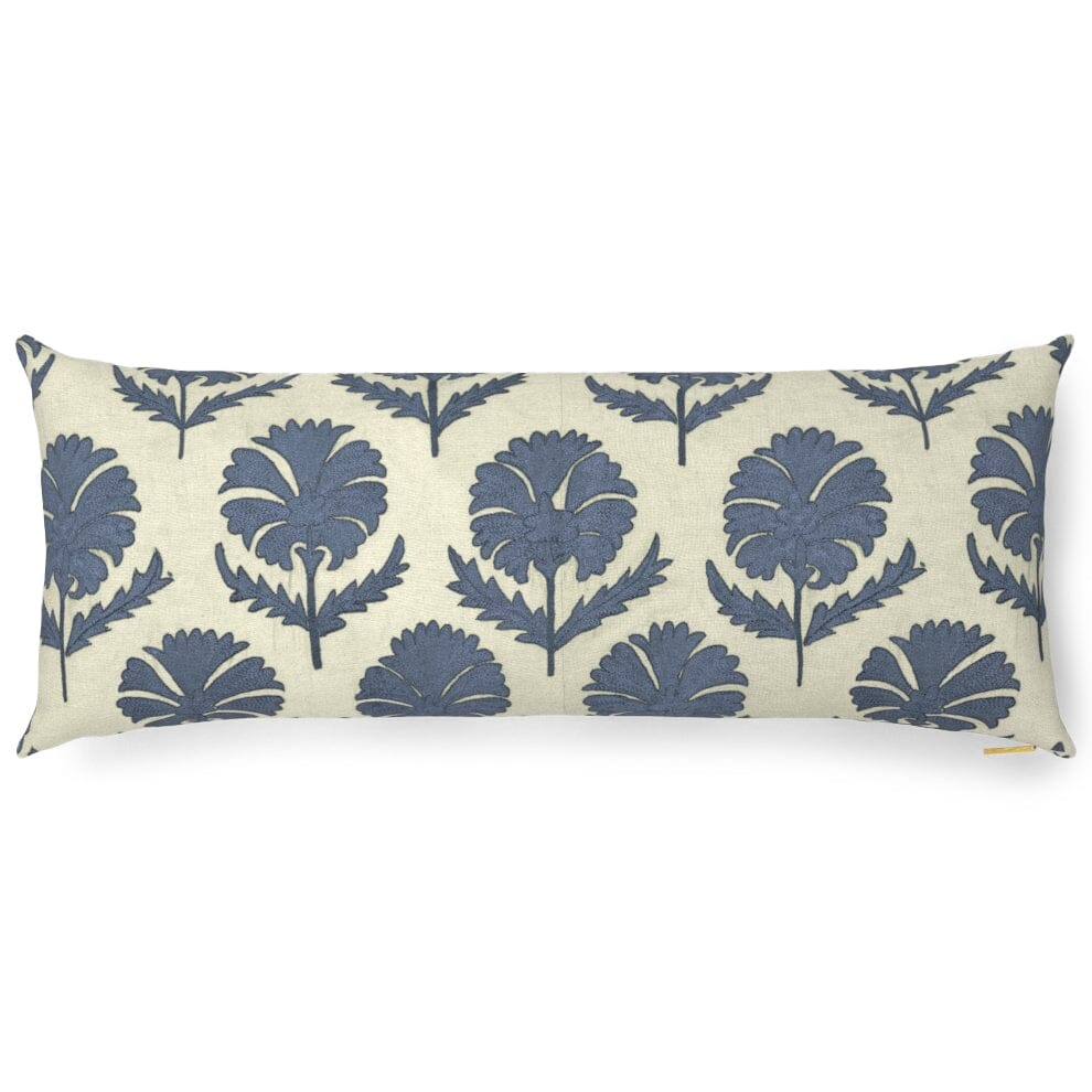 Indigo Daisy Suzani Pillow by St. Frank | 26" W x 16" H | Cotton/Linen - Image 6