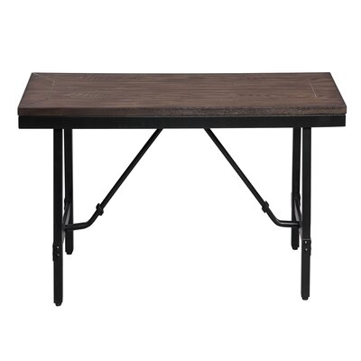 The Industrial Chic Mariatu Wood And Metal Bench In Oak With Stationary Seat - Image 0