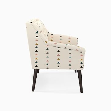 Button Tufted Settee, Watercolor Lines, Frost Gray - Image 3