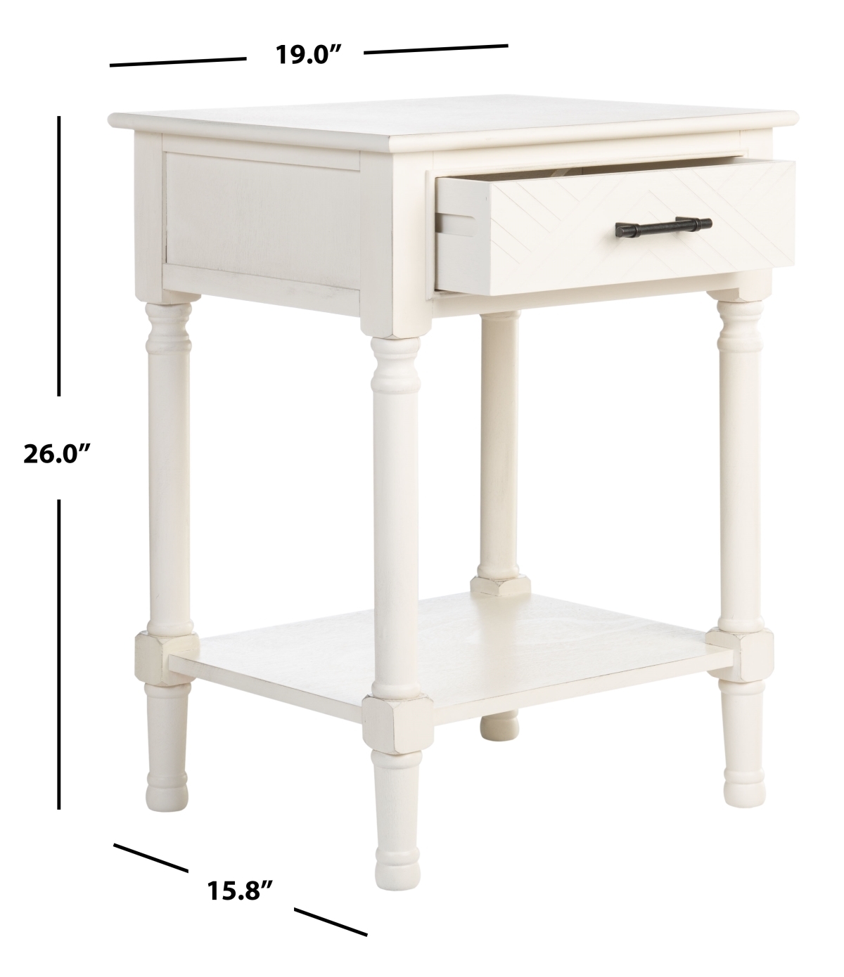 Peyton 1 Drawer Accent Table - Distressed White - Safavieh - Image 8