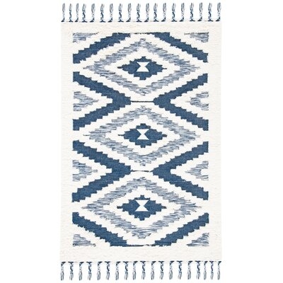 Southall Southwestern Handwoven Wool Ivory/Blue Area Rug - Image 0