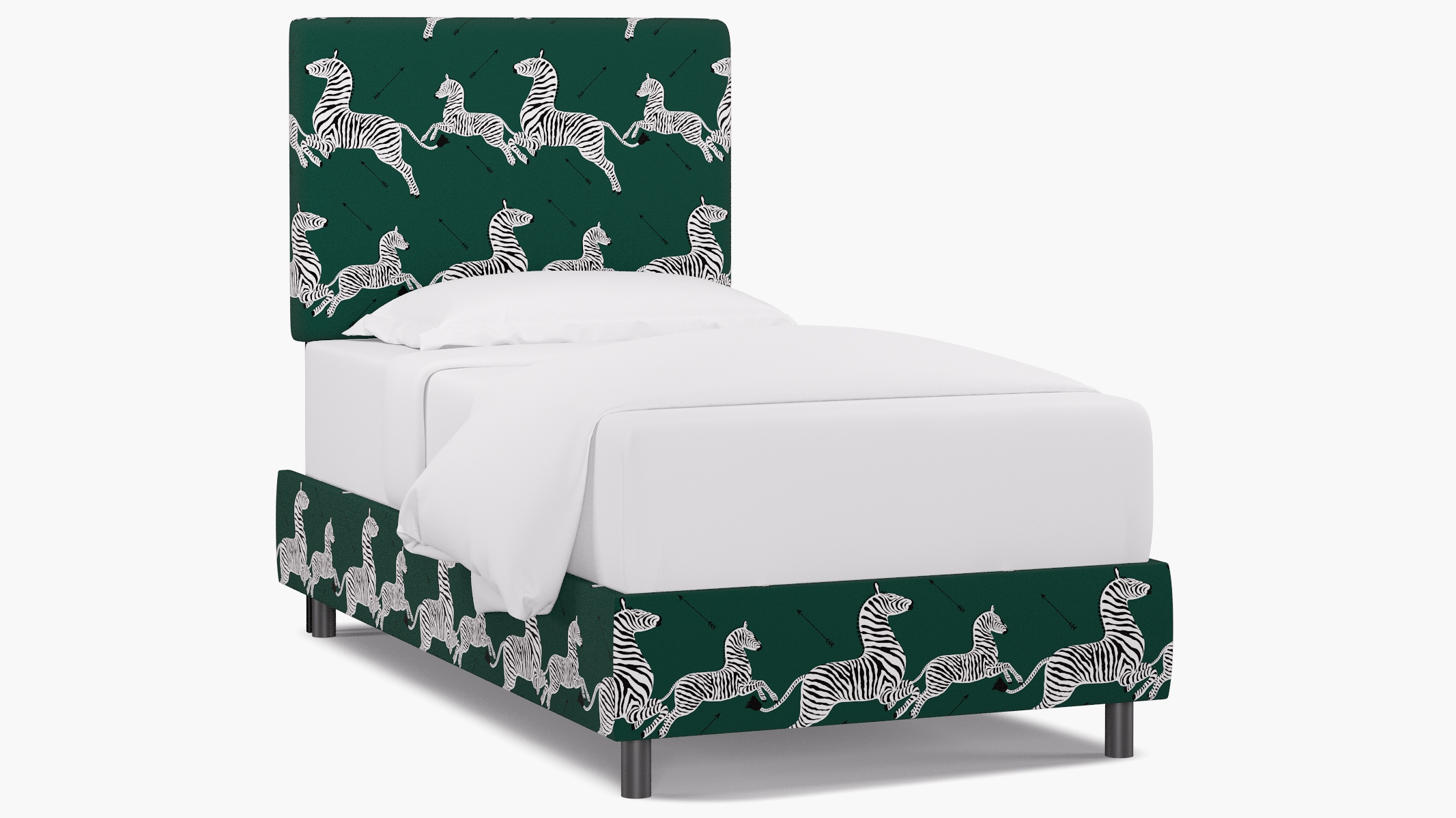 Square Back Bed, Emerald Zebra, Twin - Image 1