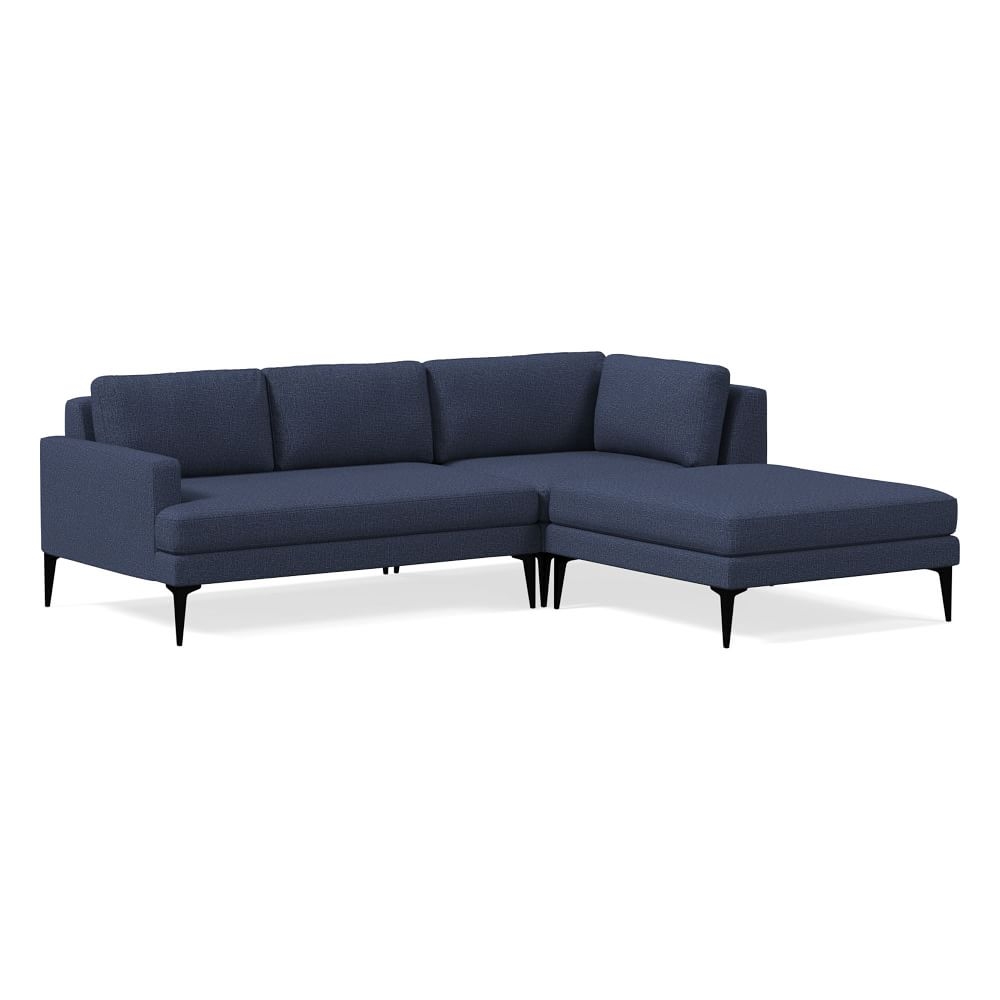 Andes 94" Right Multi Seat 3-Piece Ottoman Sectional, Standard Depth, Deco Weave, Midnight, Dark Pewter - Image 0