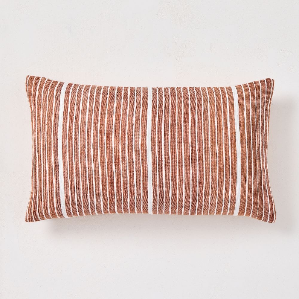Silk Mini Stripe Pillow Cover, Copper, 12"x21" - Image 0