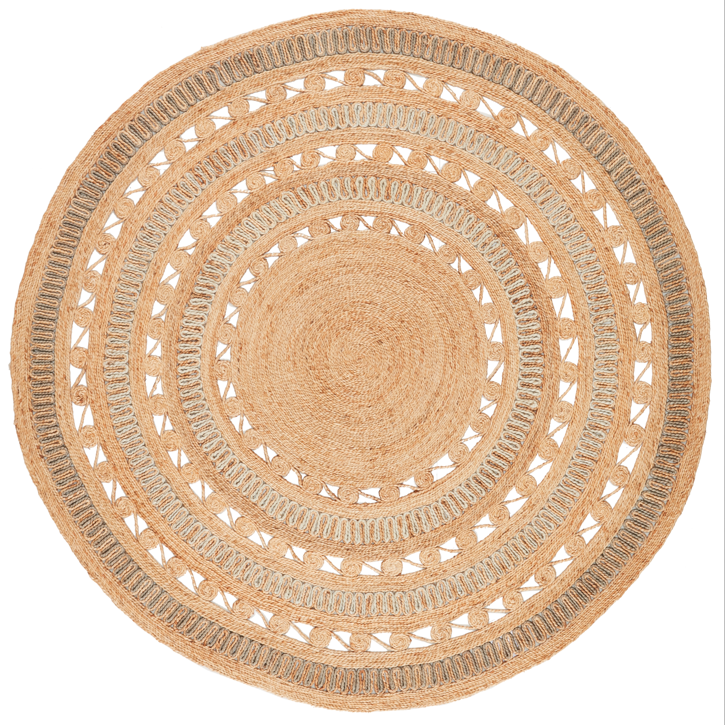 Peony Natural Dots Beige/ Gray Round Area Rug (8'X8') - Image 0