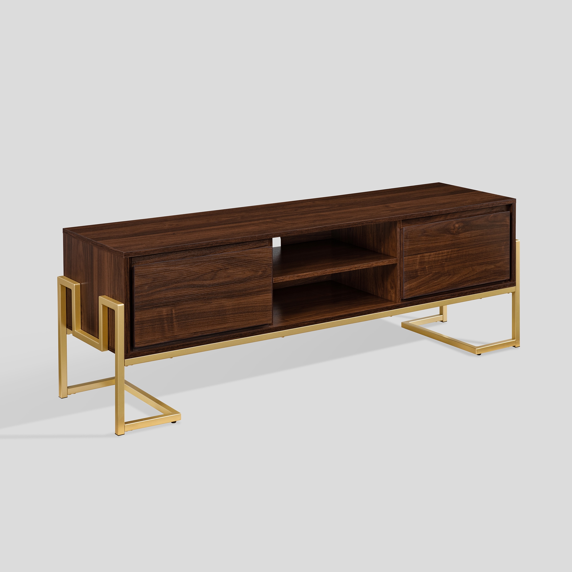 60" 2-Drawer Modern Media Console - Dark Walnut - Image 0
