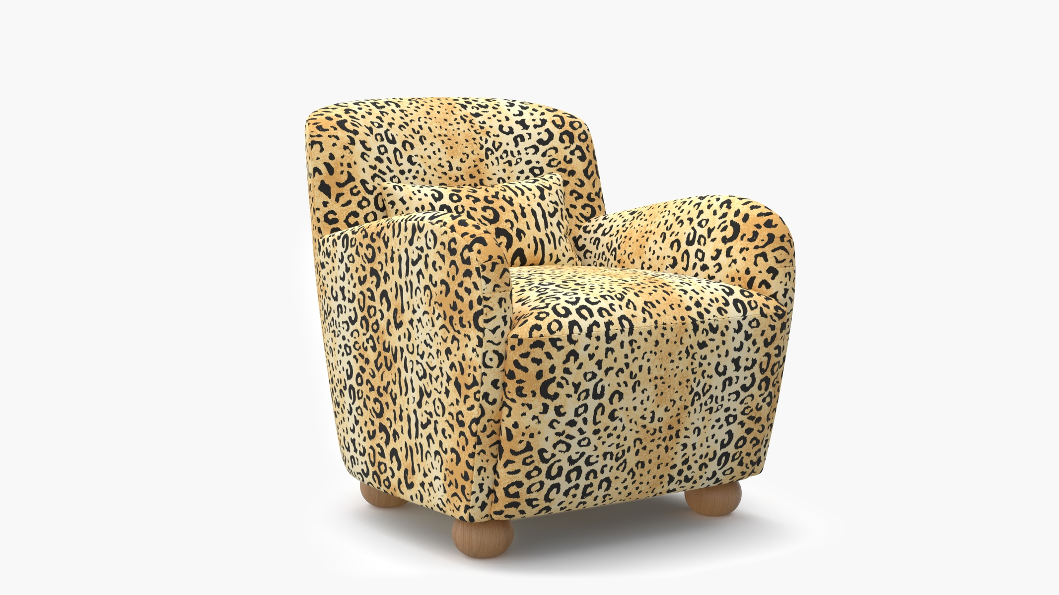 Club Chair, Leopard, Natural Bun Foot - Image 1