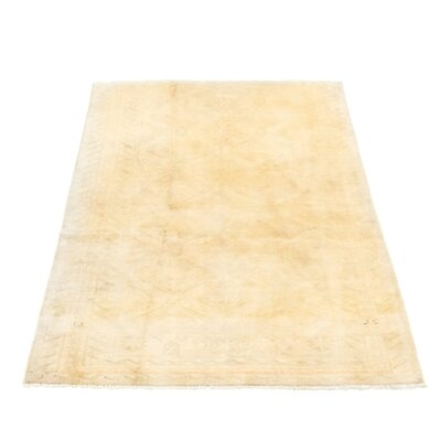 One-of-a-Kind Catabay Hand-Knotted 1990s 3'3" x 6'9" Wool Area Rug in Light Yellow - Image 0