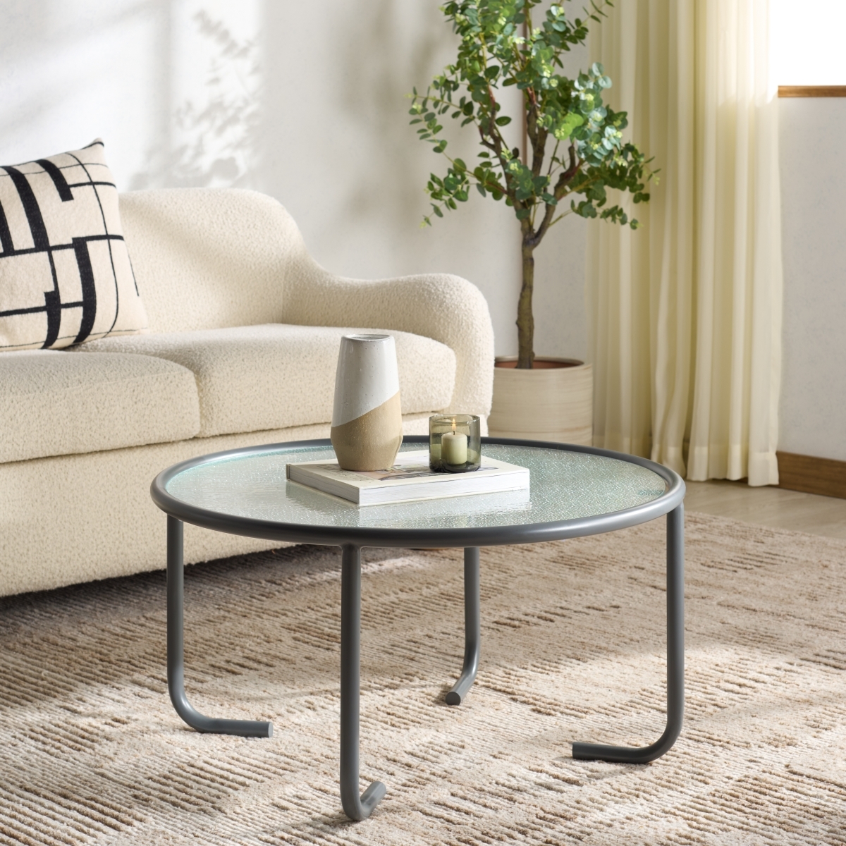 Zuzana Glass Top Coffee Table - Grey / Clear - Image 1