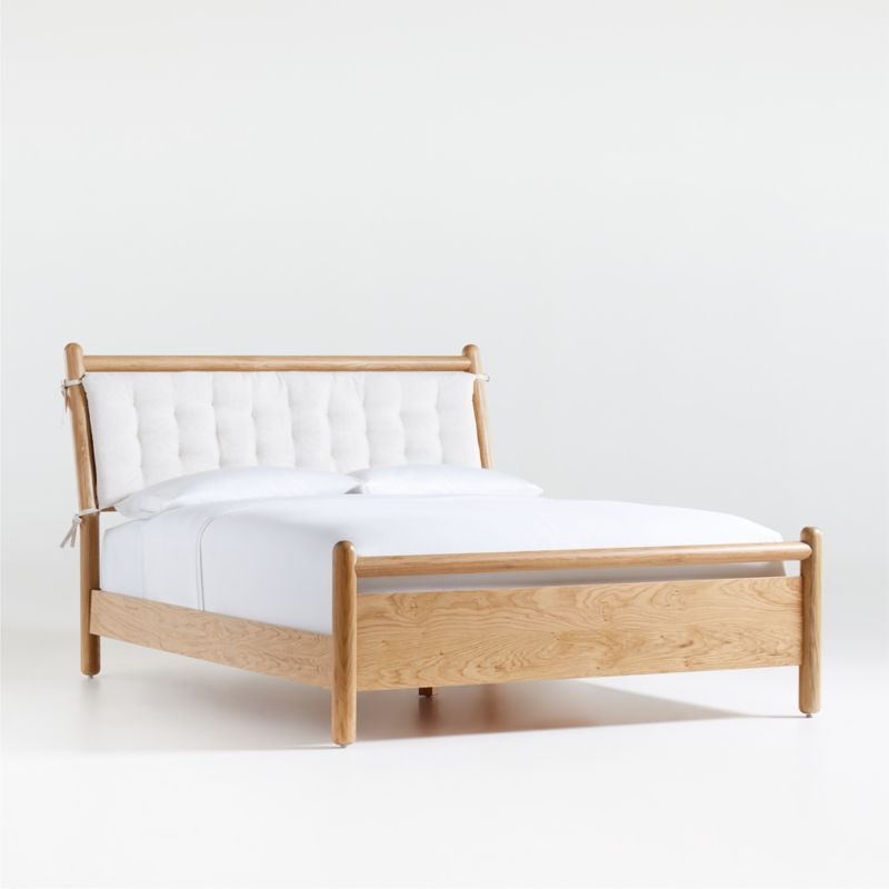Solano Queen Wood Bed with Headboard Cushion - Image 0