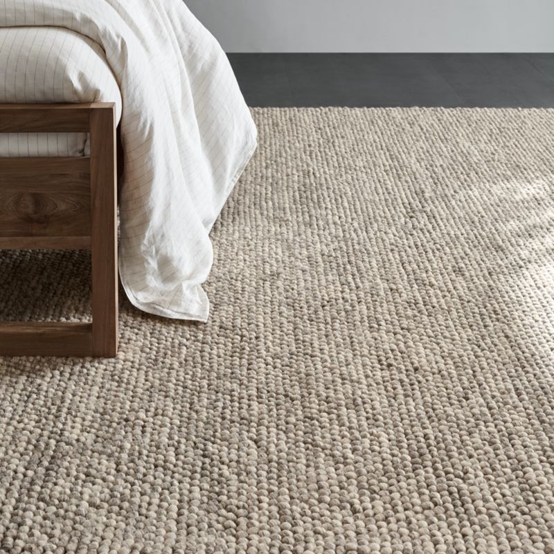 Orly Wool Blend Textured Cream and Grey Area Rug 6'x9' - Image 1