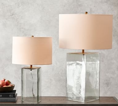 Blaine Recycled Glass Table Lamp with Medium Straight Sided Gallery Shade, White - Image 1