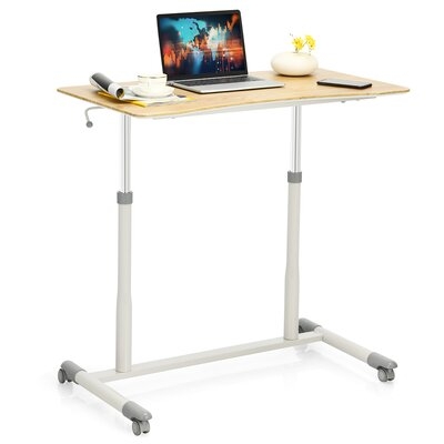 Goplus Height Adjustable Computer Desk Sit To Stand Rolling Notebook Table Black - Image 0